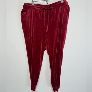 Torrid Women's Super Soft Jogger Sz 3 Red Velour Full Length Sleep Lounge Cozy